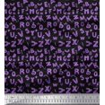 thumbnail image 1 of Soimoi Purple Poly Georgette Fabric Alphabet Text Printed Craft Fabric by the Yard 42 Inch Wide, 1 of 3
