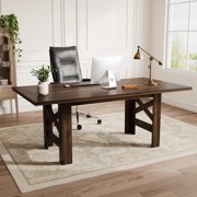 70.87" Wood Farmhouse Dining Table for 6-8 People, Large Kitchen Table with Thickened Tabletop & Sturdy Legs for Dining Room & Living Room