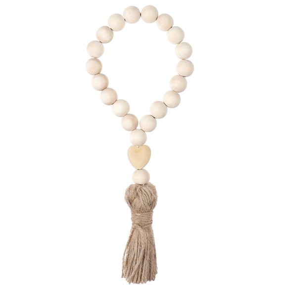 MasteelfCA Garneck Wood Bead Garland with Tassels Pastoral Farmhouse Beads Rustic Prayer Beads Wall Hanging Decor