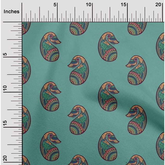 oneOone Cotton Flex Fabric Paisley Block Print Sewing Fabric BTY 40 Inch Wide