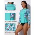 thumbnail image 3 of Women Quick Dry Athletic Floral Printed Rush Guard Sun Protection UPF 50+ Long Sleeve Shirt, 3 of 6