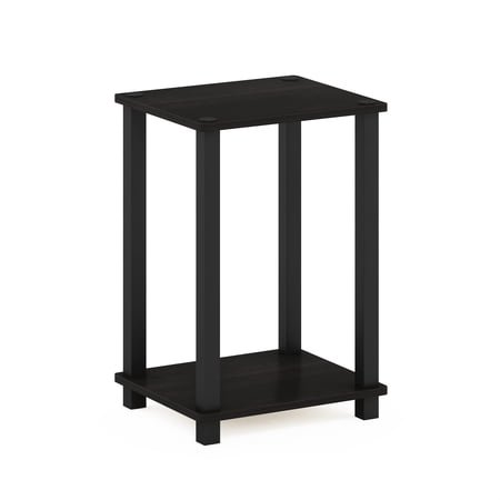 Furinno Simplistic 1-Tier End Side Night StandBedside Table with Plastic Poles, EspressoBlack