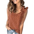 thumbnail image 1 of New Women's Swiss Dot Woven Sleeveless Top Ruffled Straps Blouse Solid Color Tunic, 1 of 1