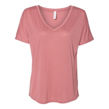BELLA 8815 BellaCanvas Ladies` Flowy Basic V-Neck Tee 8815, M, Mauve