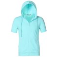 thumbnail image 2 of INSPIRE CHIC Men's Hoodies Solid Color Zip up Short Sleeve Jacket, 2 of 7