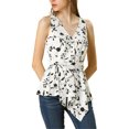 thumbnail image 2 of INSPIRE CHIC Hauts d'Été pour Femmes Sans Manches à Encolure en V Portefeuille à Taille Nouée, 2 of 7