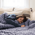 thumbnail image 1 of Comtest Chunky Knit Throw Blanket Chenille, Gray, 80"x80"(King Size), 1 of 6