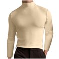 thumbnail image 4 of zanvin Chandail à Col Roulé pour Hommes Manches Longues Basique Ajusté Extensible, Kaki, TG, 4 of 5
