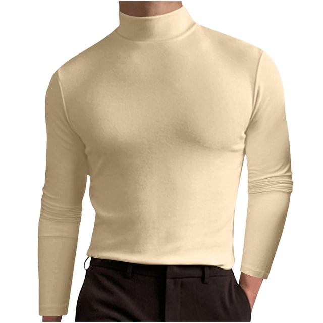 Birdeem Hommes Décontracté Mode Uni Élasticité Col Roulé Manches Longues Hauts Blouse