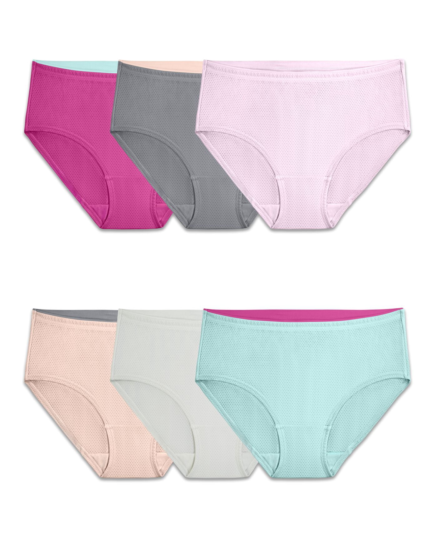 Fruit Of The Loom Womens Breathable Micro-Mesh Low-Rise Brief Panty 6 Pack, 10,