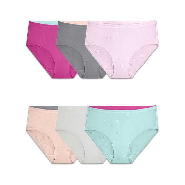 Fruit Of The Loom Womens Breathable Micro-Mesh Low-Rise Brief Panty 6 Pack, 9