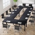 thumbnail image 3 of Tribesigns 78.74-Inch Large Black Conference Room Table, Modern Office Meeting Seminar Desk with Metal Legs and Adjustable Foot Pads, Seats 6-8, Only Table Included, 3 of 5