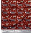 thumbnail image 1 of Soimoi Red Poly Georgette Fabric Deer Animal Print Sewing Fabric Yard 52 Inch Wide, 1 of 3