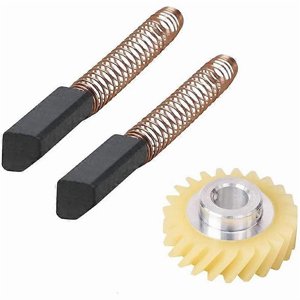 W10112253 9706416 Motor Brush W10380496 4162897 Mixer Worm Drive Gear for Kitchenaid Stand & A Pair of Motor Brushes