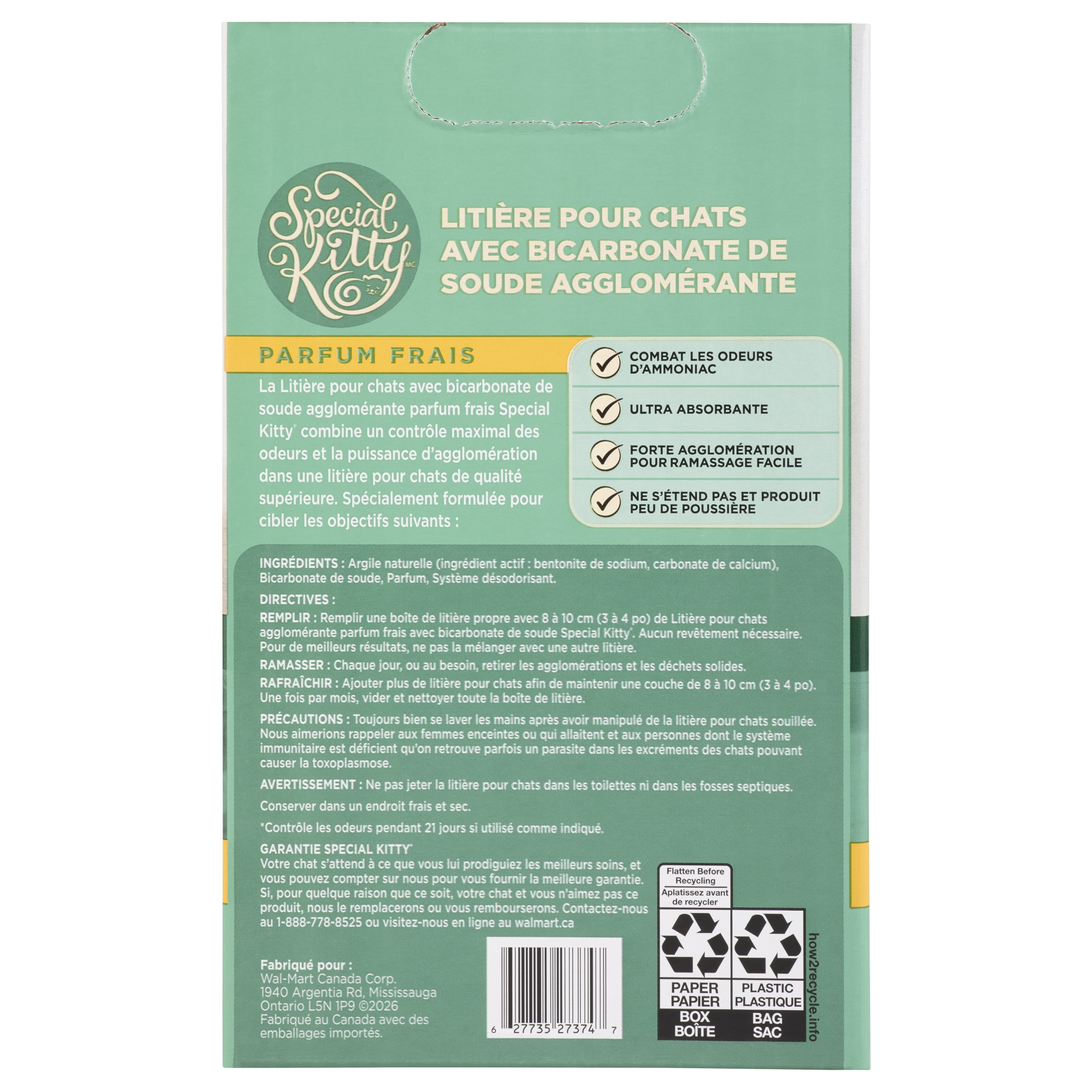 Special Kitty Litière Agglomérante pour Chats Parfumée avec Bicarbonate de Soude 18kg
