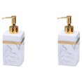 thumbnail image 1 of Ruiboury Resin Soap Dispenser Reusable for Tabletop Kitchen Shower Shampoo Bathroom White Gold 500ml 2Set, 1 of 6