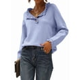 thumbnail image 1 of Women Sweaters Fall Winter Clothes Long Sleeve Button Up Ruffle Crew Neck Casual Knitted Pullover Tops XL, 1 of 8