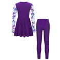 thumbnail image 2 of RUNQHUI Kids Girls UPF 50+ Rash Guard Swimsuits 2 Pieces Long Sleeves Dress with Pants Set Purple 12, 2 of 7