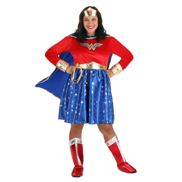 Wonder Woman Plus Size Long-Sleeved Dress