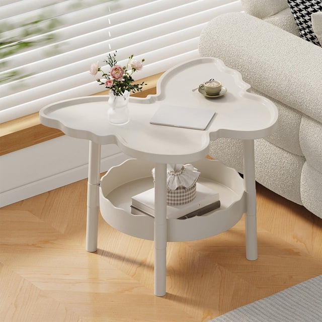 Birdeem Butterfly Table,Portable Side Table with Storage Shelf,2 Tier Multifunctional Design for Living Room,Bedroom,Office