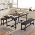 thumbnail image 2 of MIUUKA Extendable Dining Table Set for 4-6,Space-Saving Rectangle Kitchen Table with 2 Upholstered Benches,Sturdy Metal Frame, Ideal for Apartment, Dining Room, Small Spaces,Black, 2 of 8