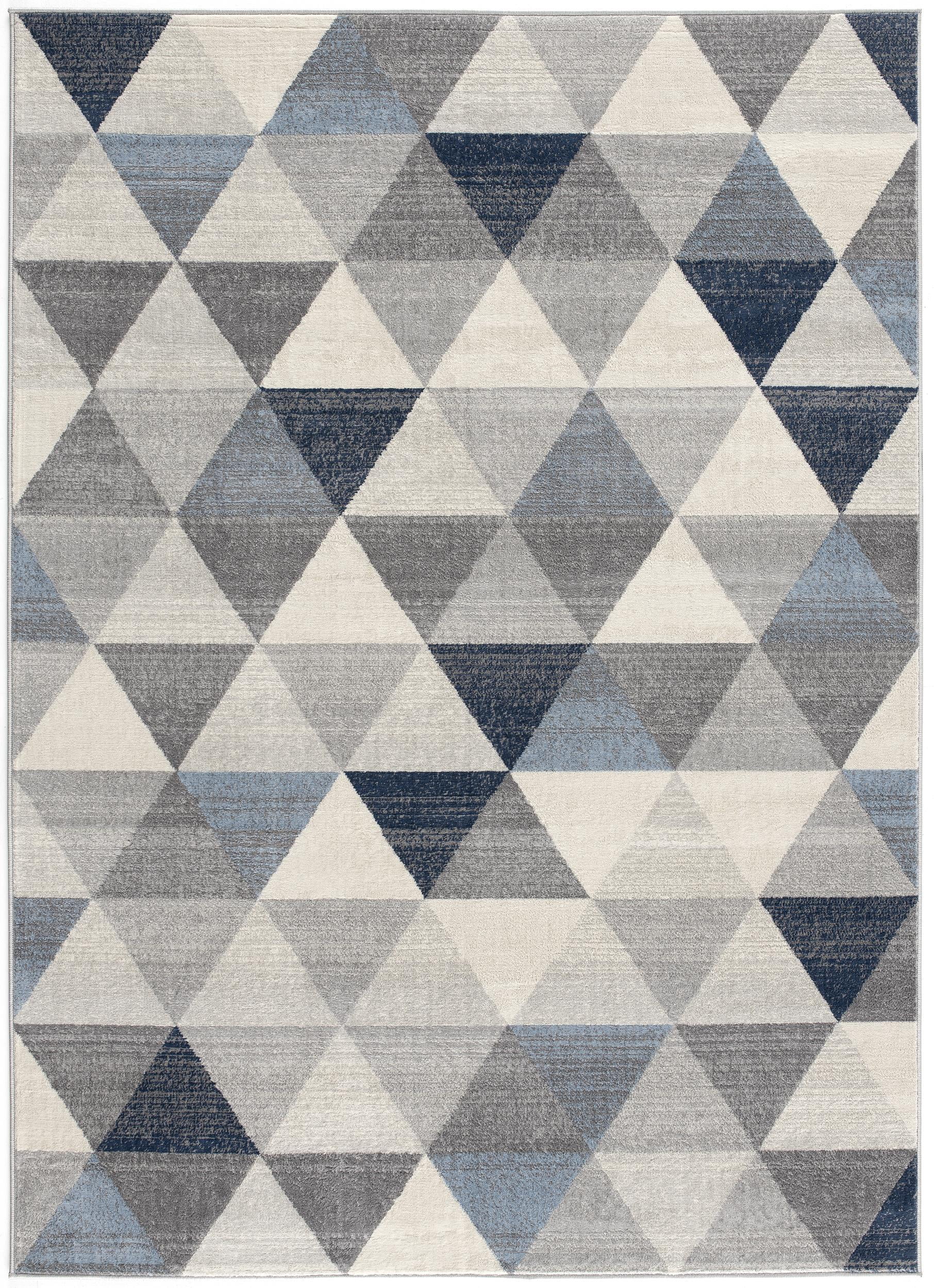 Tapis d'intérieur géométrique Branch Havana 2' x 2' (taille exacte : 2'3" x 2') - Bleu beige, style côtier - Entrée, couloir, salle de bain et cuisine