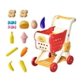 thumbnail image 1 of Xuanheng Panier d'Achats pour Enfants Interactif Apprentissage des Habiletés de Magasinage avec 15 Pcs Aliments de Jeu Rouge, 1 of 8