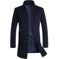 thumbnail image 1 of Men's Trench Coat Long Wool Blend Overcoat Slim Fit Down Topcoat, 1 of 1