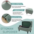 thumbnail image 4 of Green Rectangle Stretch Ottoman Slipcover Small Plaid Knit Footstool Protector Cover Removable Washable Slipcover, 4 of 6