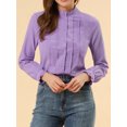 thumbnail image 5 of INSPIRE CHIC Women's Lace Mock Neck Long Sleeve Cotton Button-Down Shirt, 5 of 5