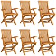 thumbnail image 3 of vidaXL Garden Chairs with Beige Cushions 6 pcs Solid Teak Wood, 3 of 12