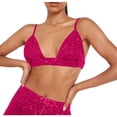 thumbnail image 1 of IROINID Balconnet Réduit pour Femmes Été Couleur Unie Style Boîte de Nuit Soutien-Gorge à Sequins, Rose Vif, 1 of 5