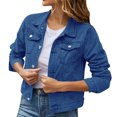 thumbnail image 1 of Women's Classic Button Down Denim Jacket With Front Pockets Stylish Casual Coat, 1 of 8