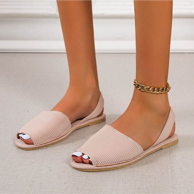 LSLJS Women's Summer New Buckle Fish Mouth Sandals Solid Color Flat Shoes, Flats Shoes