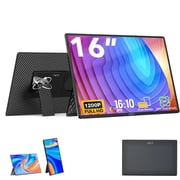TUTT 16” Moniteur portable FHD | Rapport ultra-mince 16:10 360° Stand rotatif USB-C & HDMI | Moniteur de jeu pour PC MAC Commutateur d'ordinateur Téléphone Xbox PS4/5 N3