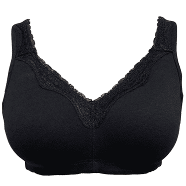 BIMEI Women's Mastectomy Bra Lace Plus Size Full Coverage Non Padded Comfort Cotton Wirefree Bra with Pocket,Black,44B