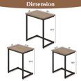 thumbnail image 3 of Gymax 3 Pcs Nesting Coffee End Table Set Stacking Side Nightstand Living Room Gray, 3 of 10