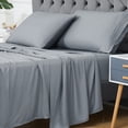 thumbnail image 2 of Bamboo Sheets Set of 4 - Rayon from Bamboo Cooling Bed Sheets, 16" Deep Pocket Fitted Sheet for Hot Sleepers, King Size Soft Wrinkle-Resistant Bedding, 2 of 8