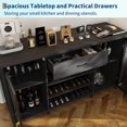thumbnail image 3 of 71 Inch Long Coffee Bar Cabinet with Fridge Space, Modern Wood Metal Large Wine Liquor Cabinet with Rack, 3 of 7
