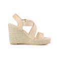 thumbnail image 3 of BLISSFUL STEP Sandales Compensées Espadrilles pour Femmes à Bride Cheville Croisée Beige 10, 3 of 8
