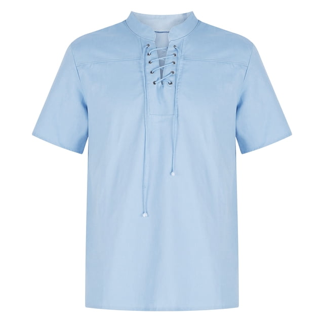 EQWLJWE Chemise d'Été pour Hommes Hauts de Mode pour Hommes Rétro Couleur Unie Ample Décontractée Chemise à Manches Courtes Hauts à Manches Courtes pour Homme
