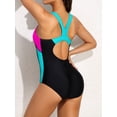 thumbnail image 4 of BeautyIn Women's One Piece Swimsuits Wide Shoulders Bathing Suit Color Blocked, 4 of 5