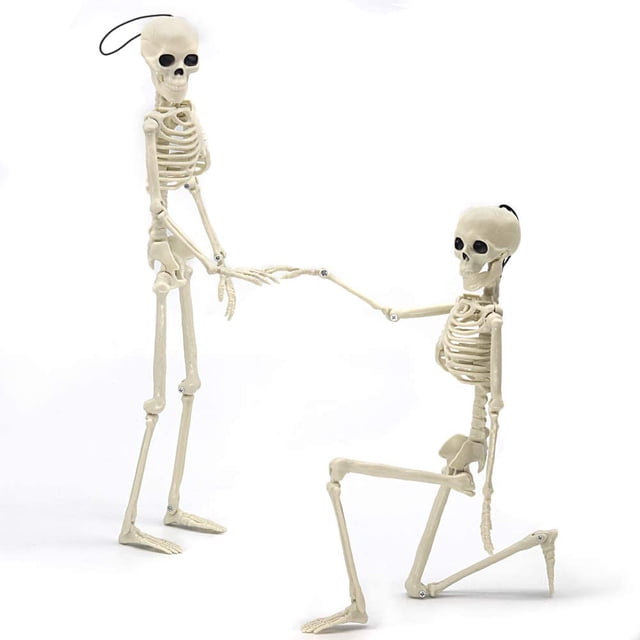Halloween Skeleton Decorations with Posable Joints Skeletons for Halloween Party Haunted House Props Decorations, 2 Packs, Style 1