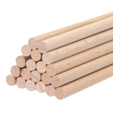 Uxcell Tiges de Goujons en Bois Bâtons en Bois Goujons Ronds en Bois Tige pour Bricolage Baguette 30 Pcs 18 Pouces x 0.24 Pouces
