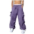 thumbnail image 2 of AherBiu Cargo Pants For Men Baggy Drawstring Elastic Waisted Oversized Joggers With Multi Pockets Lightweight Casual Loose Trousers, 2 of 9