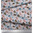 thumbnail image 2 of Soimoi Polyester Crepe Fabric Floral,Fish & Deer Cartoon Decor Fabric Printed Yard 52 Inch Wide, 2 of 3