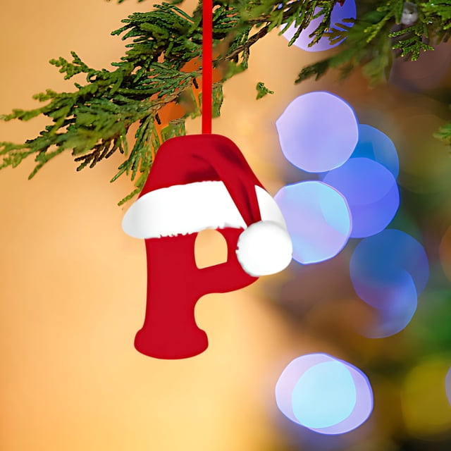 Fridja 26 Letters Christmas Tree Decoration Pendant, Christmas Tree Ornaments Personalized DIY Christmas Ornaments Christmas Decoration Xmas Tree Hanging Decor (P)