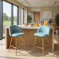 thumbnail image 1 of Homy Casa Set of 2 Counter Stools with Upholstered Seat and Wood Legs, 26" Height, for Hotel Lounge, Breakfast Area, and Cafe Bar, 1 of 7