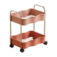 thumbnail image 3 of Feltree 2-Tier Rolling Storage Cart with Armrests and Wheels, Multi-Purpose Kitchen Bathroom Living Room Organizer, Sturdy Plastic Utility Cart for Easy Mobility and Storage, 3 of 7