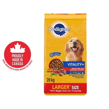 PEDIGREE Vitality+ Adult Dry Dog Food Hearty Beef and Vegetable Flavour, Bag 20kg